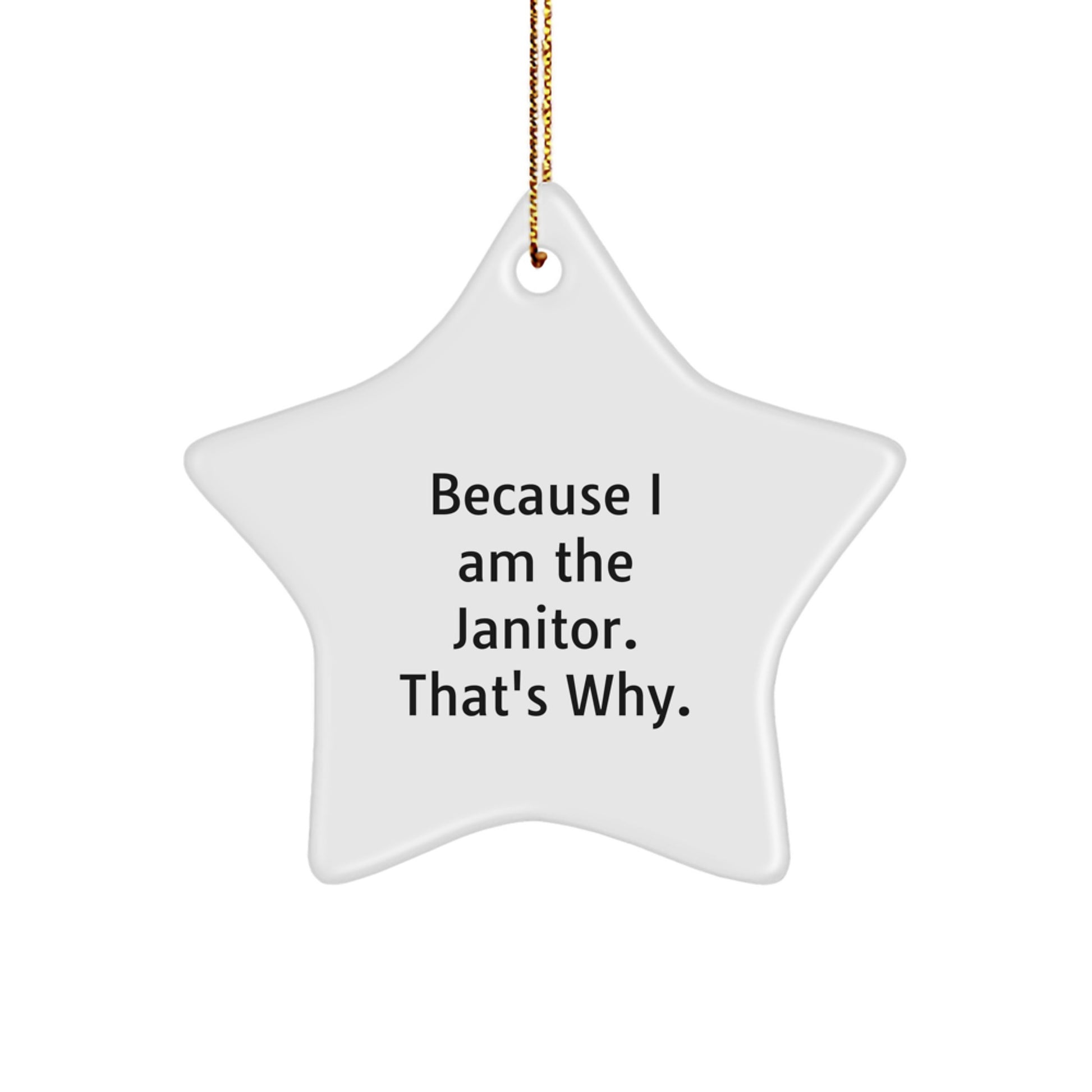 Funny Janitor Gifts from Men to Janitor, Star Ornament, Because I Am The Janitor. That's Why., Christmas Unique Gifts - Image 1