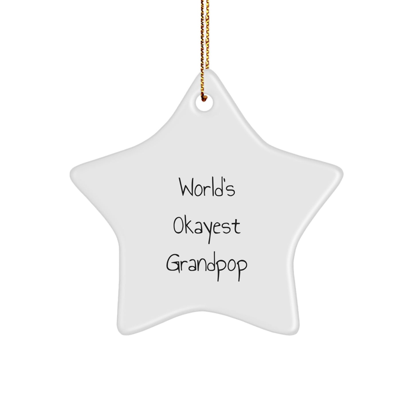 Funny Grandpop Gifts from Family for World's Okayest Grandpop Star Ornament - Christmas Unique Gifts for Men - Image 1