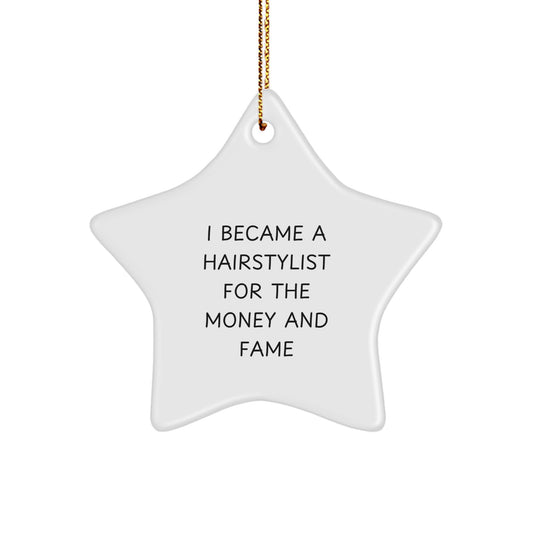 Funny Hairstylist Star Ornament Gifts from Friends for Family, Christmas Unique Star Ornaments for Hairstylists - Image 1