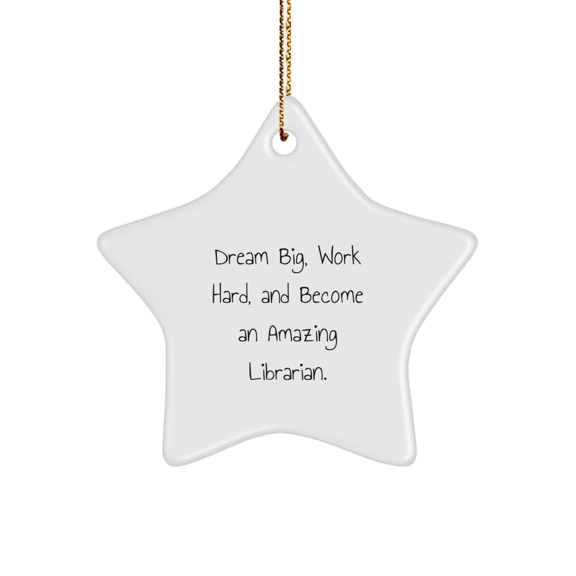 Librarian Christmas Unique Gifts from Friends, Inspirational Star Ornament for Librarian Dreams, Beautiful White Star Shaped Decoration - Image 1