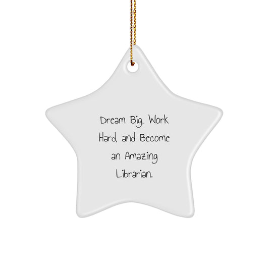 Librarian Christmas Unique Gifts from Friends, Inspirational Star Ornament for Librarian Dreams, Beautiful White Star Shaped Decoration - Image 1