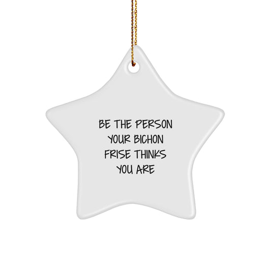 Funny Bichon Frise Dog Christmas Unique Gifts from Friends, Star Ornament Inspired by Be The Person Your Bichon Frise Thinks You Are, Unique Star-Shaped Decoration - Image 1