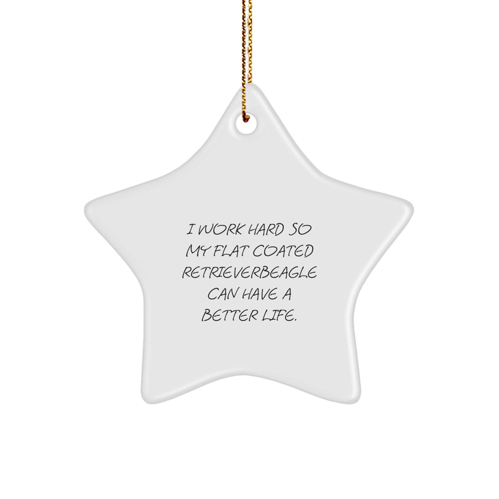 Flat Coated Retriever Dog Lover's Star Ornament, Gifts from Family for Christmas, 'I Work Hard So My Flat Coated Retrieverbeagle Can Have A Better Life.' - Image 1