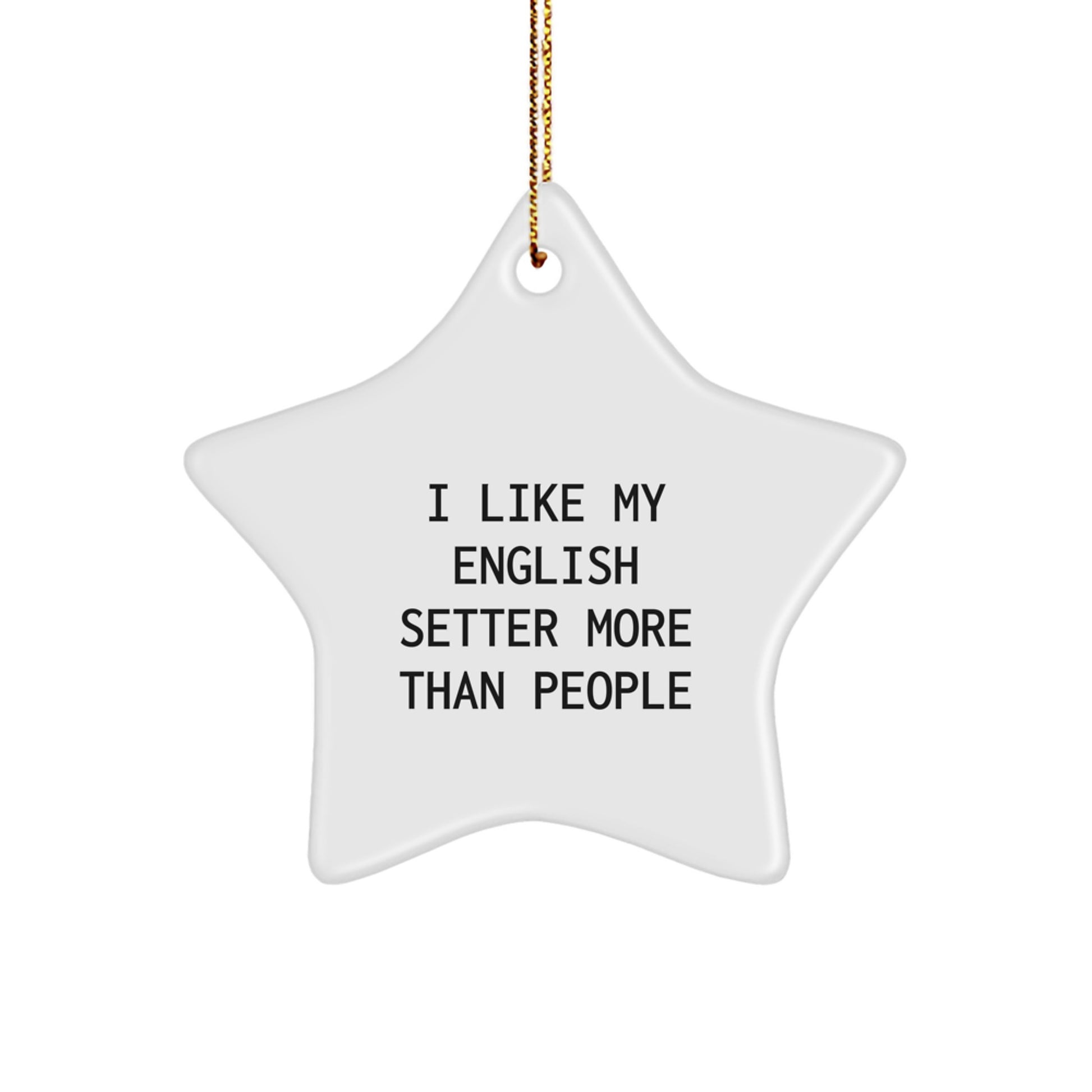 English Setter Dog Star Ornament Funny Quote Gift 'I Like My English Setter More Than People' Christmas Unique Gifts from Friends to English Setter Dog Owners - Image 1