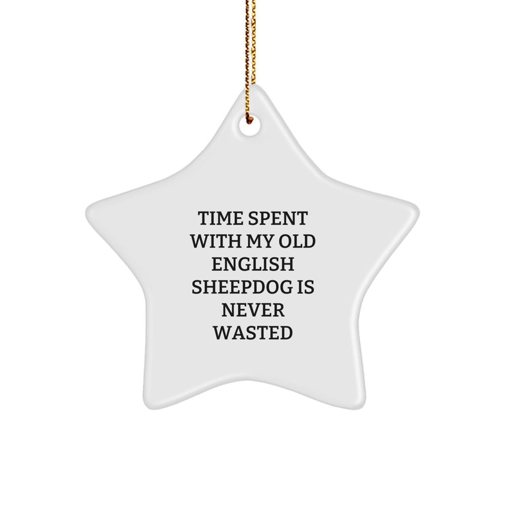Funny Old English SheepDog Star Ornament Gifts from Friends for Christmas - Time Spent With My Old English SheepDog Is Never Wasted - Image 1
