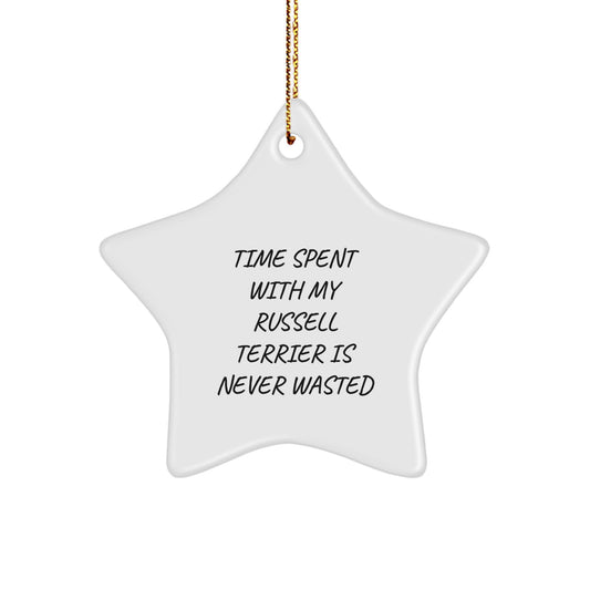 Russell Terrier Dog Lovers Gifts, Time Spent with My Russell Terrier Is Never Wasted, Star Ornament for Christmas, Gifts from Family, Gifts for Russell Terrier Dog - Image 1
