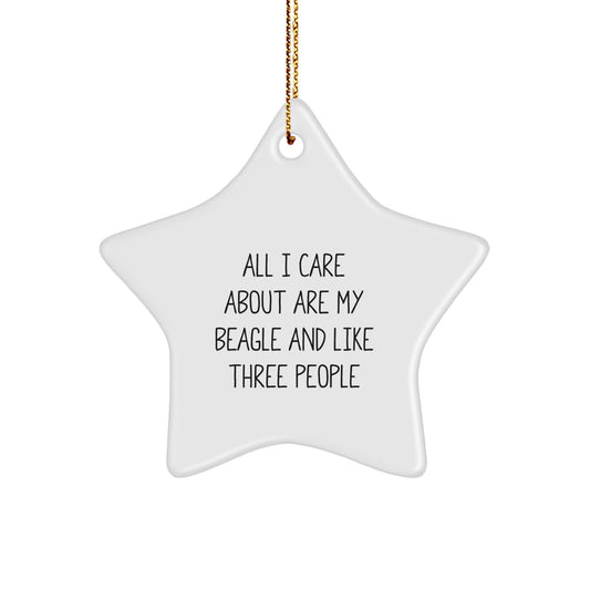 Funny Beagle Dog Star Ornament Gifts from Family for Beagle Dog Lovers - 'All I Care About Are My Beagle And Like Three People' - Image 1