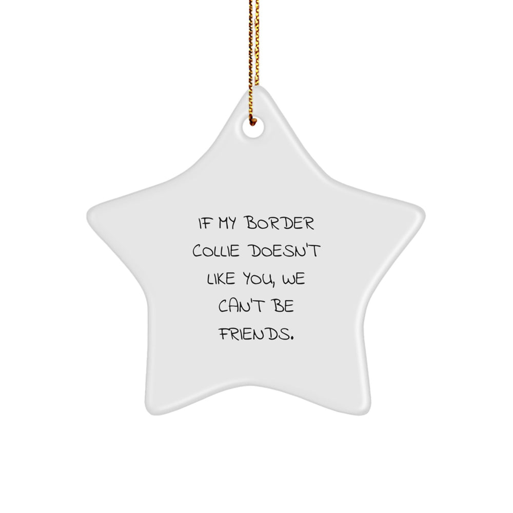 Funny Border Collie Dog Gifts from Men to Border Collie Dog Lovers - 'If My Border Collie Doesn't Like You, We Can't Be Friends.' Star Ornament for Christmas Unique Gifts - Image 1