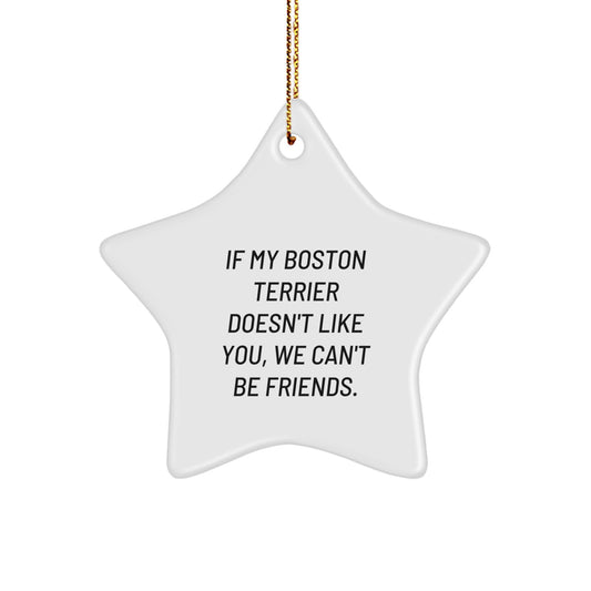 Boston Terrier Dog Star Ornament, Funny Quote 'If My Boston Terrier Doesn't Like You, We Can't Be Friends' Gifts for Men, Women, Family, Friends, Coworkers, Christmas Unique - Image 1