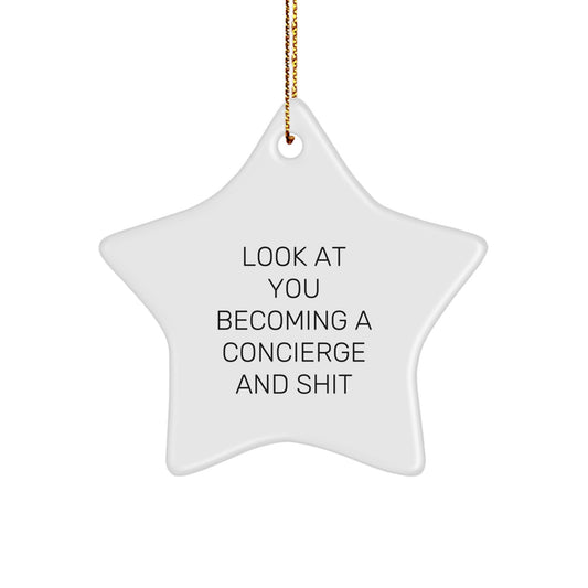 Concierge Gifts from Friends - 'Look At You Becoming A Concierge And Shit' Star Ornament, Unique Christmas Unique Gifts for Concierge - Image 1