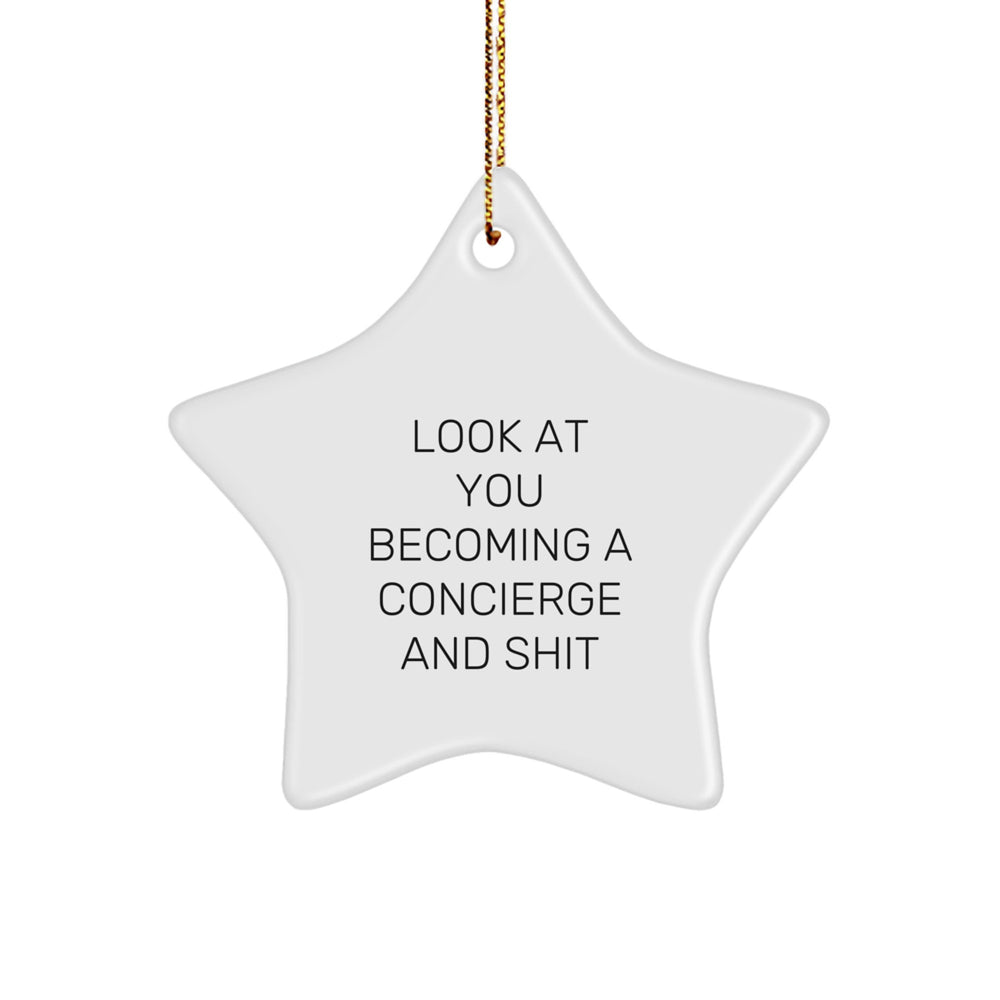 Concierge Gifts from Friends - 'Look At You Becoming A Concierge And Shit' Star Ornament, Unique Christmas Unique Gifts for Concierge - Image 1