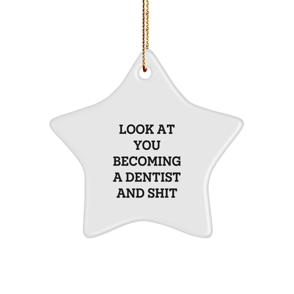 Funny Dentist Gifts for Christmas: 'Look At You Becoming A Dentist And Shit' Star Ornament from Friends, Coworkers or Family - Image 1