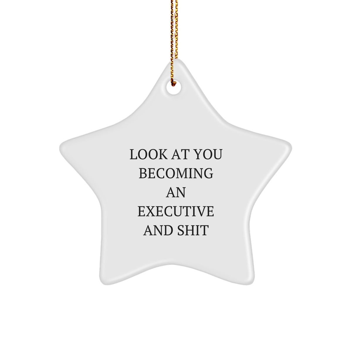 Funny Executive Star Ornament, Gifts from Men to Executive Colleagues, Star Shaped White Ornament, Look At You Becoming An Executive And Shit, Christmas Unique Gifts - Image 1