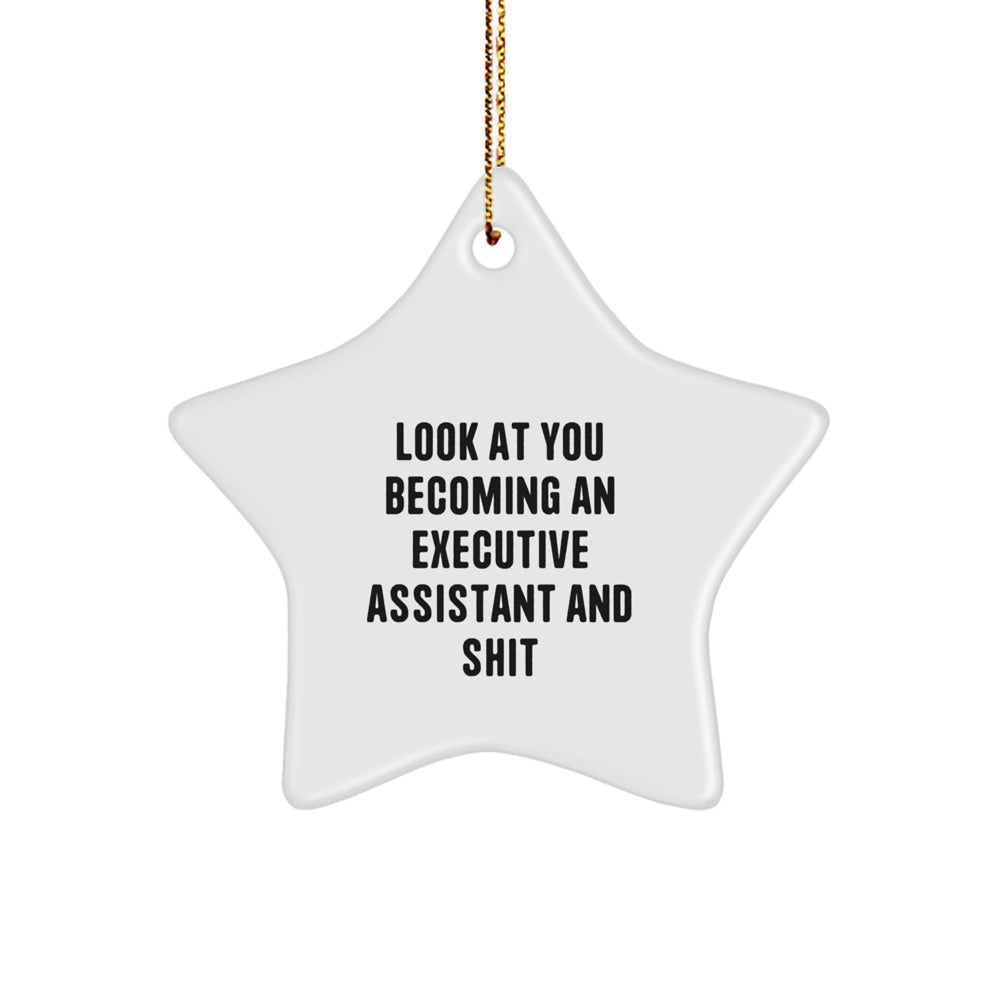 Gifts from Friends for Executive Assistant Star Ornament, Funny Quote Look At You Becoming An Executive Assistant And Shit, Christmas Unique Gifts - Image 1