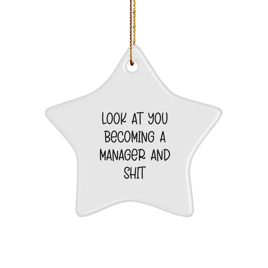 Funny Manager Gifts from Friends - Look At You Becoming A Star Ornament for Men, Women, Coworkers, Family, and Kids - Inspirational Quote for Christmas - Image 1