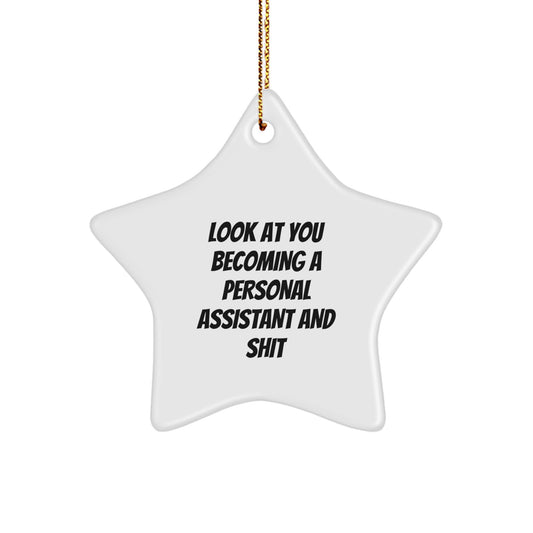 Personal Assistant Gifts from Friends, Funny Star Ornament for Christmas, 'Look At You Becoming A Personal Assistant And Shit' Quote, Gifts for Men, Women, Coworkers, Family - Image 1