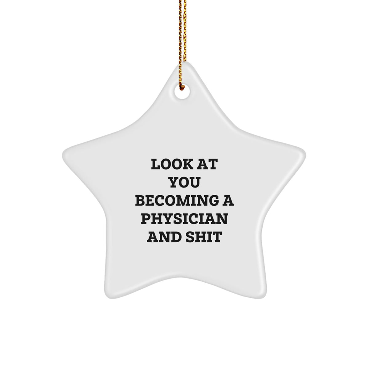 Funny Physician Gifts from Friends and Family - Star Ornament Look At You Becoming A Physician And Shit, Christmas Unique Gifts for Men and Women - Image 1