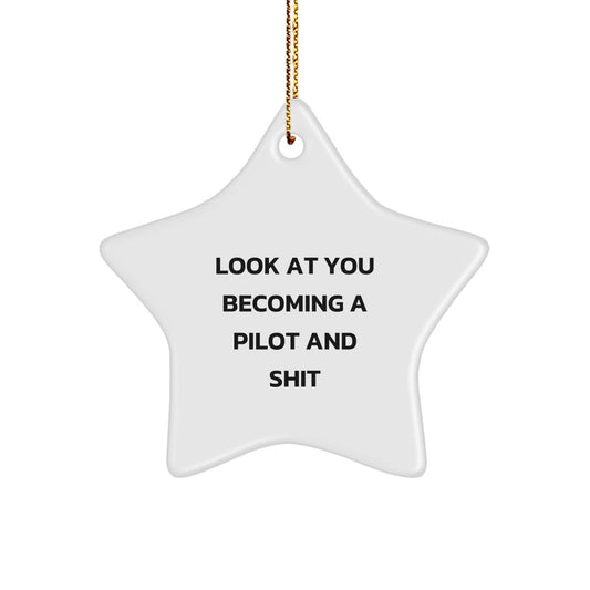 'Look At You Becoming A Pilot And Shit' Pilot Gifts from Men for Pilot Friends - Star Ornament Gifts for Christmas - Image 1