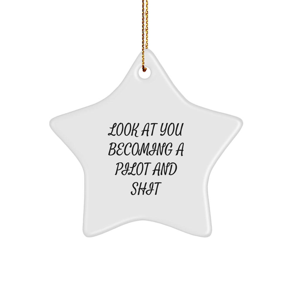 Funny Pilot Gifts for Men, Women, and Friends - 'Look At You Becoming A Pilot And Shit' Star Ornament for Christmas - Image 1