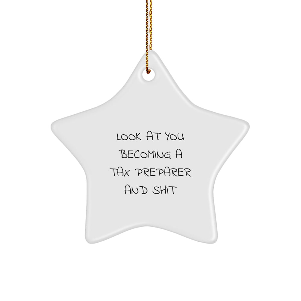 Funny Tax Preparer Gifts from Friends - Look At You Becoming A Tax Preparer And Shit Star Ornament for Christmas - Image 1