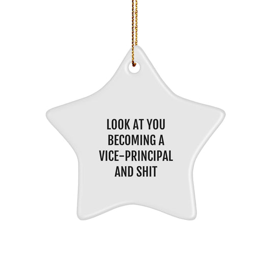 Funny Vice-principal Star Ornament Gifts from Friends for Christmas - 'Look At You Becoming A Vice-principal And Shit' Quote - Image 1