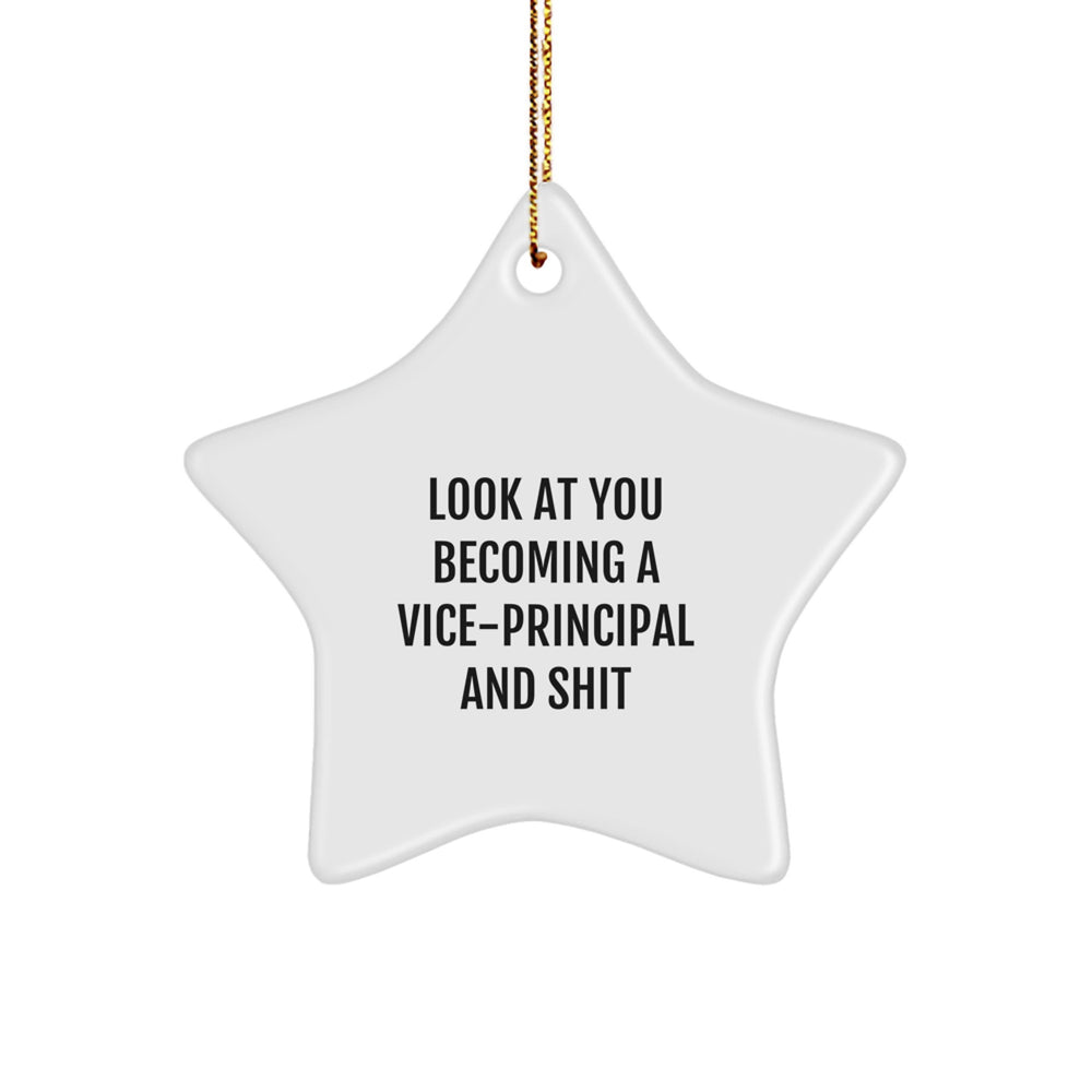 Funny Vice-principal Star Ornament Gifts from Friends for Christmas - 'Look At You Becoming A Vice-principal And Shit' Quote - Image 1
