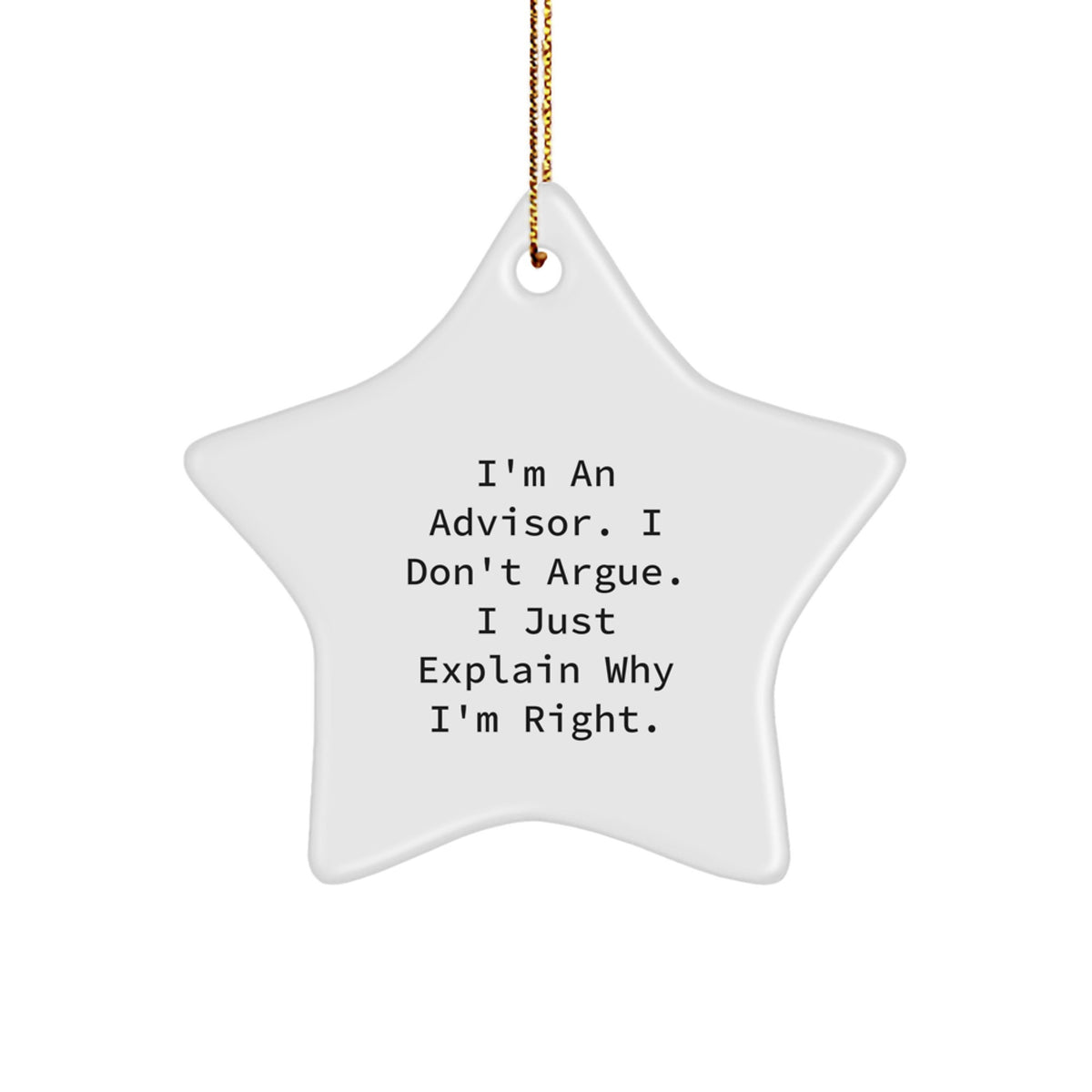 Funny Advisor Gifts from Men - I'm An Advisor. I Don't Argue. I Just Explain Why I'm Right. Star Ornament for Christmas - Image 1