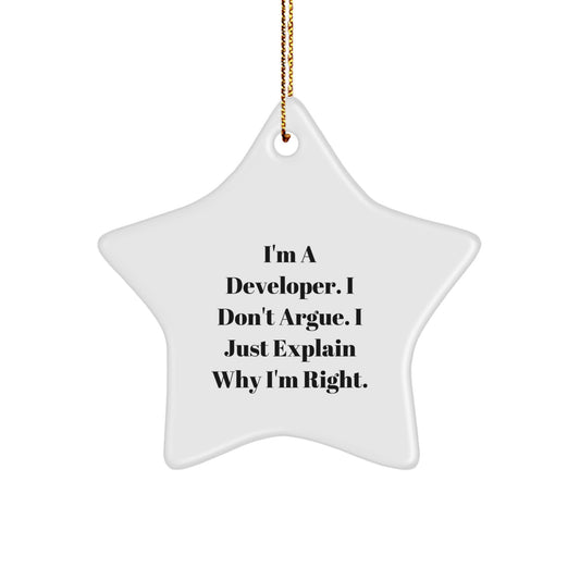 Funny Developer Gifts, I'm A Developer, Unique Star Ornament for Christmas, Gifts from Friends, Gifts for Developers - Image 1