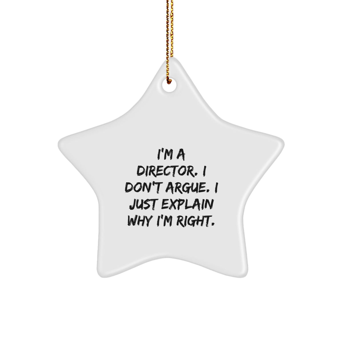 Funny Director Gifts, Star Ornament for Christmas - 'I'm A Director. I Don't Argue. I Just Explain Why I'm Right.' from Friends, Coworkers, Family - Image 1