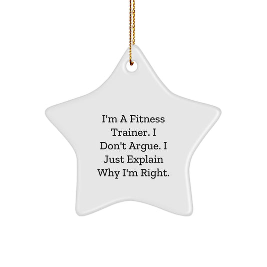 Fitness Trainer Gifts from Friends, Funny Star Ornament for Women, Inspirational Quote, Unique Christmas Unique Gifts, Gifts for Fitness Trainers, MDF Star Shaped Ornament with High-Gloss Finish - Image 1