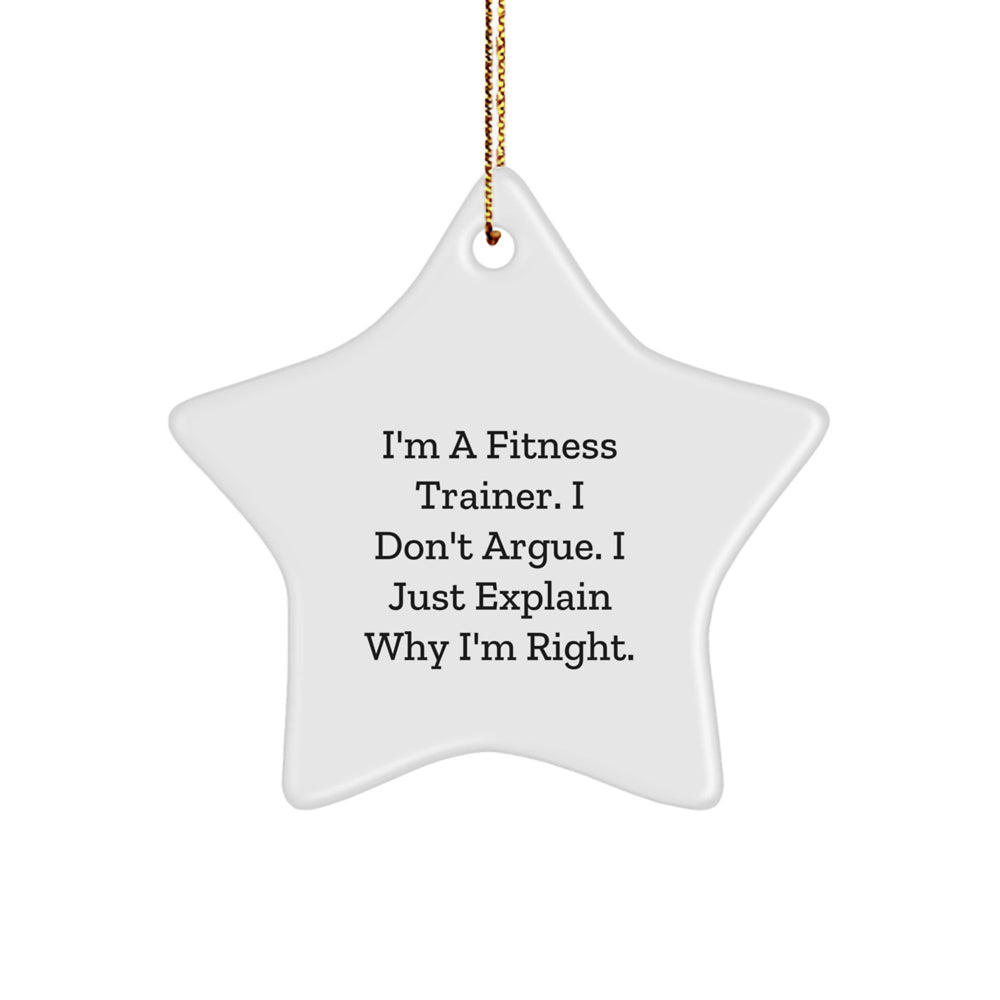 Fitness Trainer Gifts from Friends, Funny Star Ornament for Women, Inspirational Quote, Unique Christmas Unique Gifts, Gifts for Fitness Trainers, MDF Star Shaped Ornament with High-Gloss Finish - Image 1