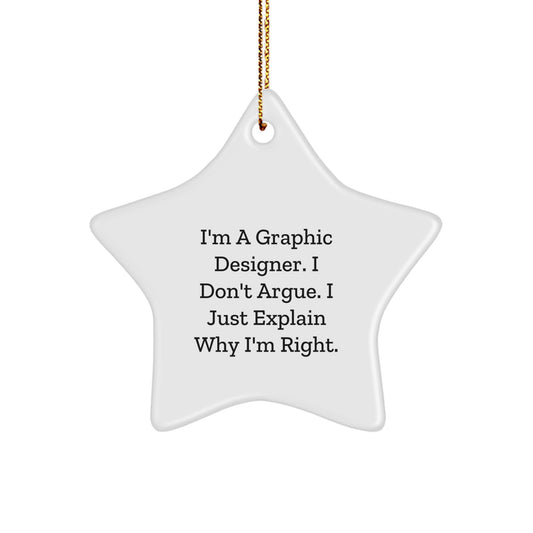 Funny Graphic Designer Gifts from Friends, Christmas Unique Star Ornaments for Men, Women, Coworkers, Family - Image 1