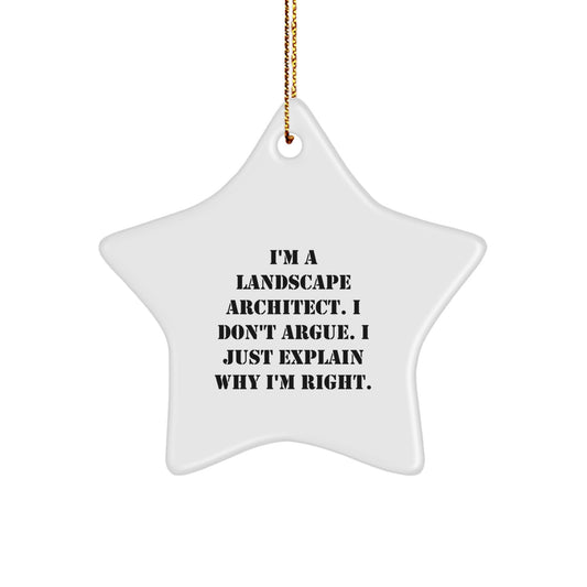 Landscape Architect Gifts Funny Quote White Star Ornament, Gifts from Friends for Christmas Unique Gifts - Image 1