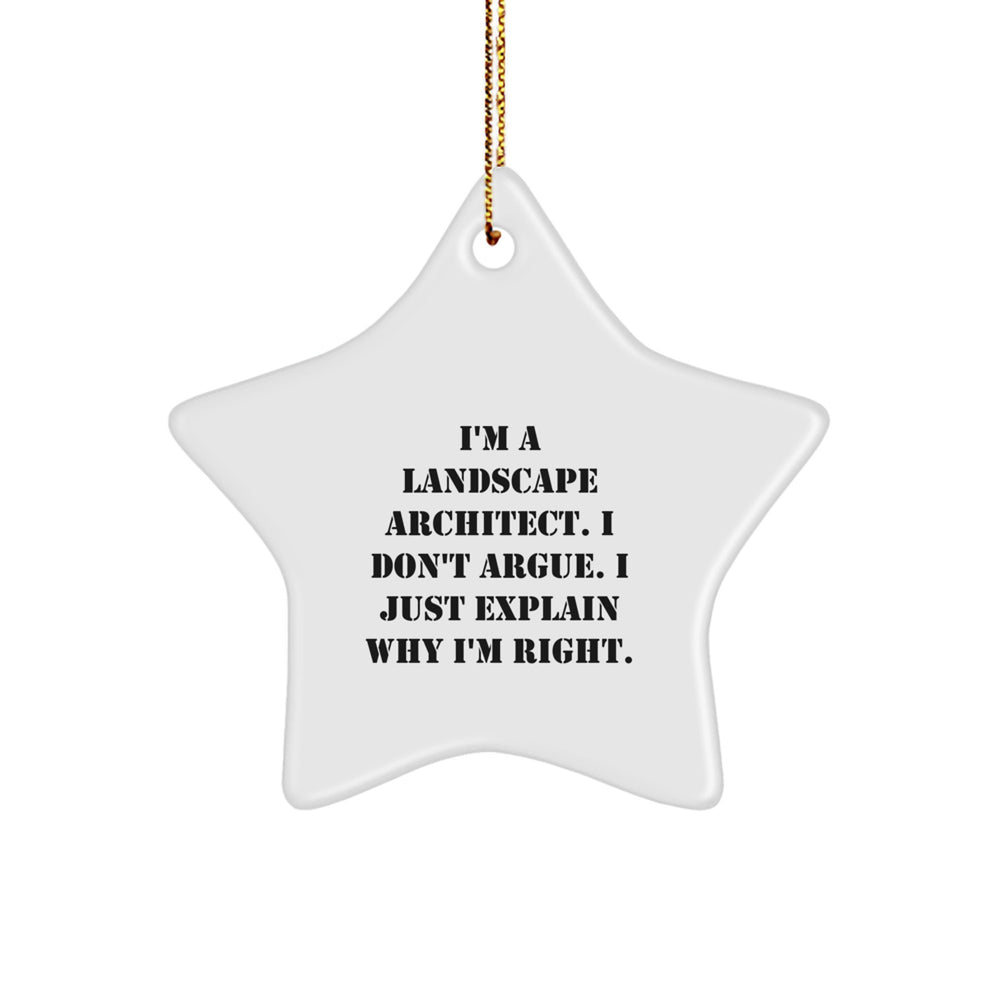 Landscape Architect Gifts Funny Quote White Star Ornament, Gifts from Friends for Christmas Unique Gifts - Image 1