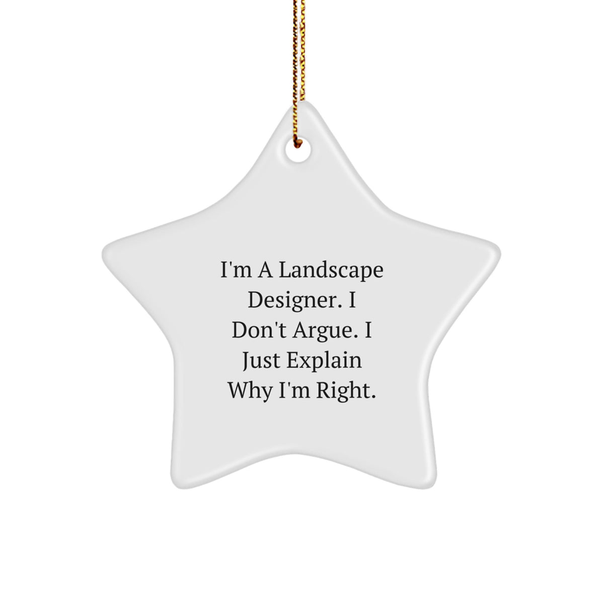 Funny Landscape Designer Gifts from Friends - I'm A Landscape Designer. I Don't Argue. I Just Explain Why I'm Right. Star Ornament for Christmas - Image 1