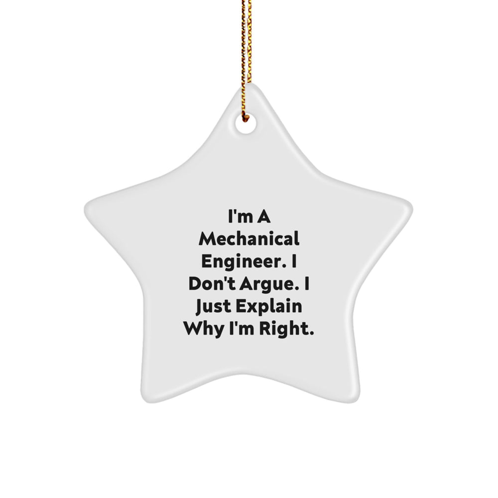 Mechanical Engineer Gifts, Funny Quote Star Ornament, White Star Shaped, Gifts from Friends, for Men, Women, Coworkers, Family, Christmas Unique Gifts - Image 1