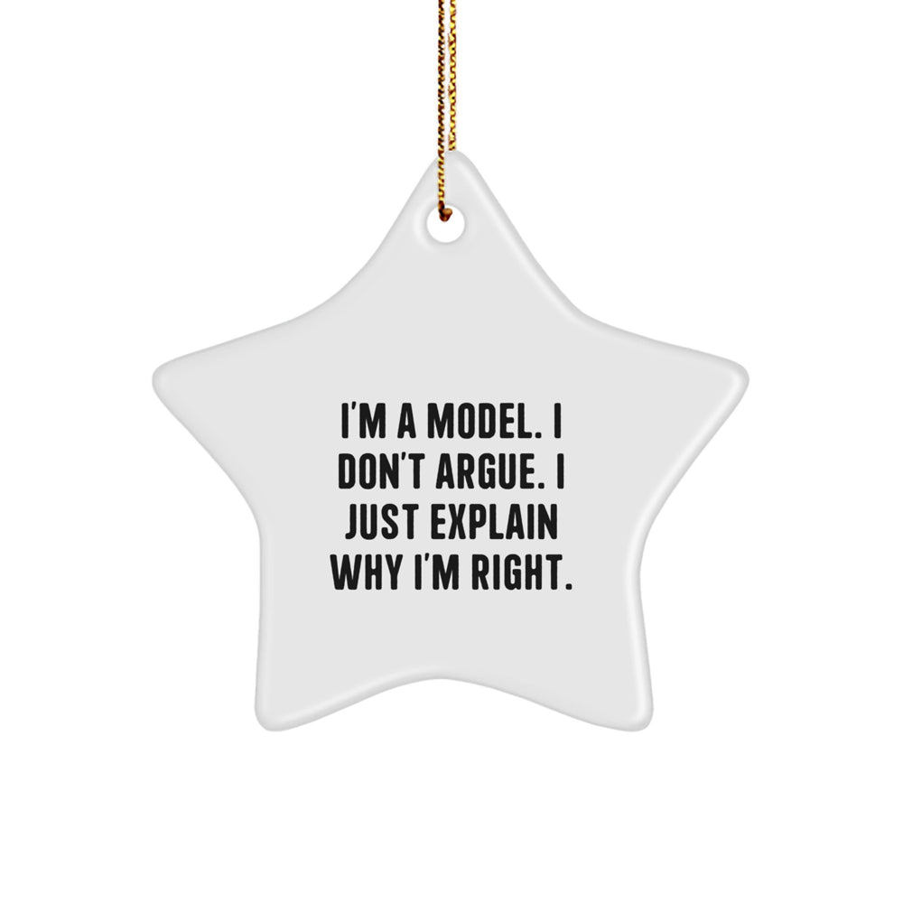 Funny Model Gifts - I'm A Model. I Don't Argue. Star Ornament for Christmas - Image 1