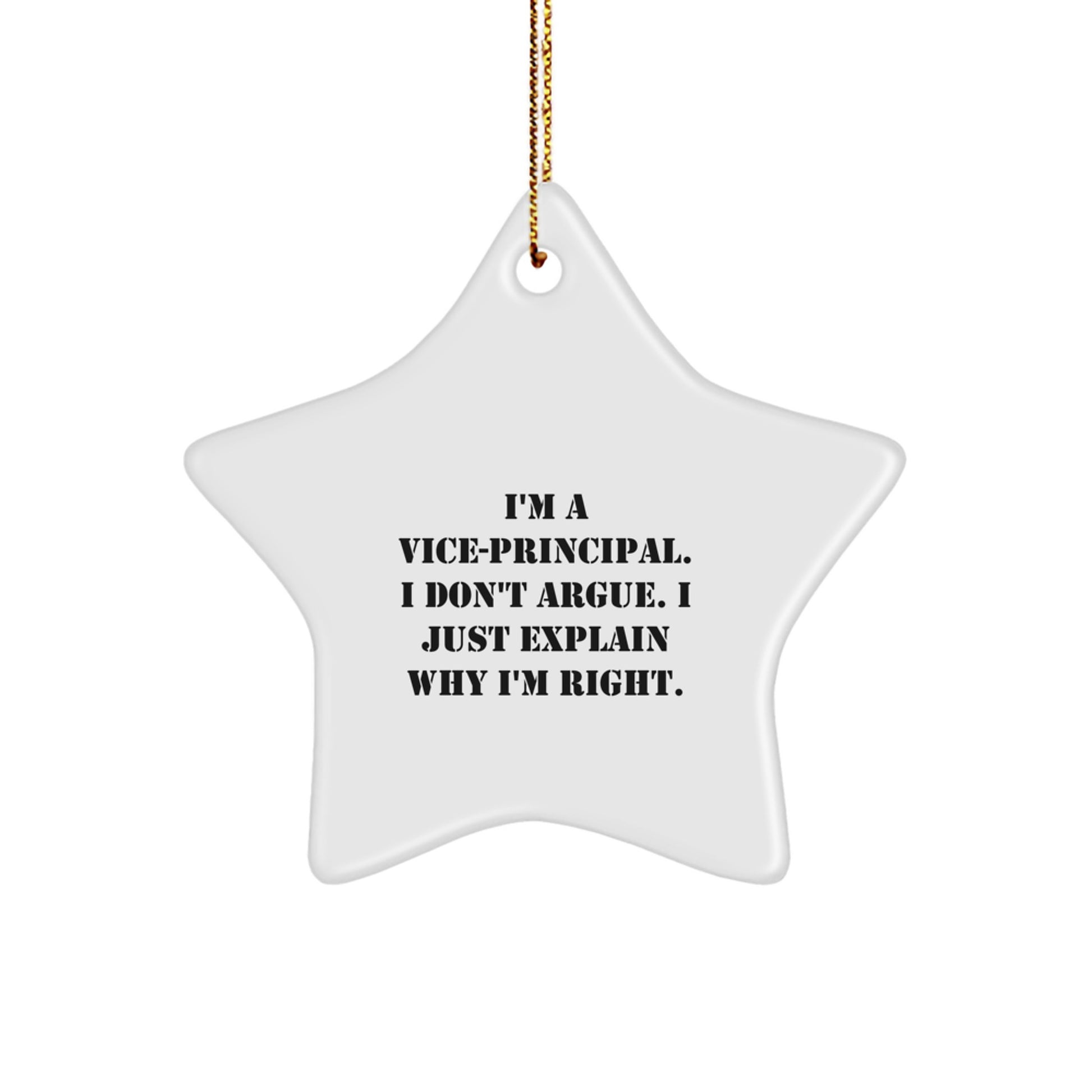 Funny Vice-principal Gifts, I'm A Vice-principal. I Don't Argue. I Just Explain Why I'm Right. Star Ornament, Christmas Unique Gifts from Friends to Vice-principal - Image 1