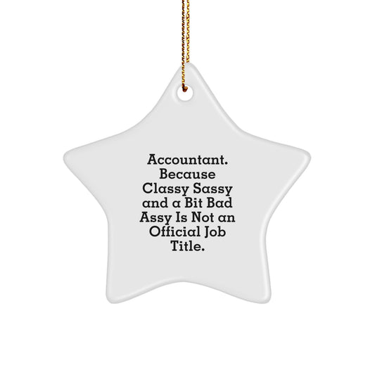 Funny Accountant Gifts, 'Accountant. Because Classy Sassy And A Bit Fearlessy Is Not An Official Job Title.' Star Ornament, Great for Christmas, Gifts from Friends for Accountant - Image 1