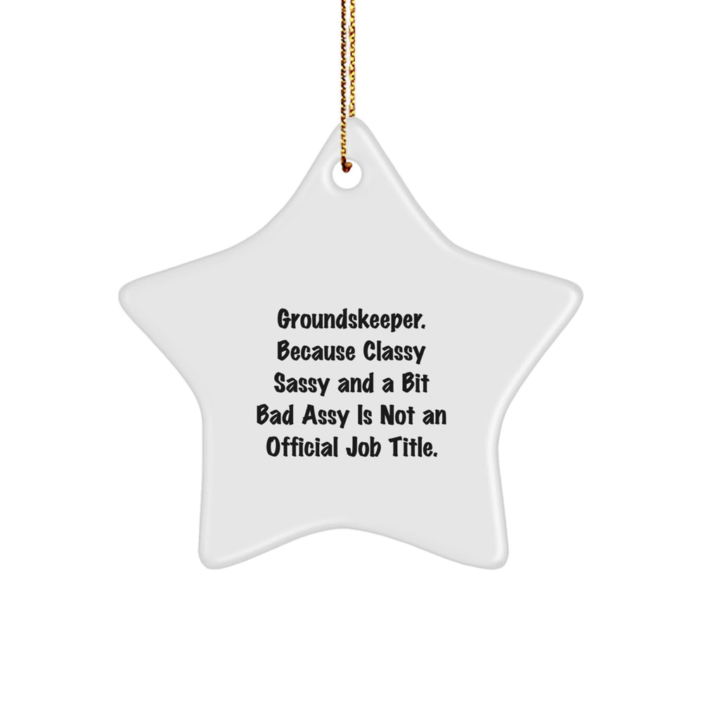 groundskeeper Gifts from Friends - Funny Star Ornament for Christmas, 'groundskeeper. Because Classy Sassy And A Bit Fearlessy Is Not An Official Job Title.' - Image 1