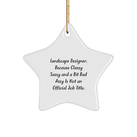 Funny Landscape Designer Gifts from Friends for Christmas, Star Ornament with Quote 'Landscape Designer. Because Classy Sassy And A Bit Fearlessy Is Not An Official Job Title.' - Image 1