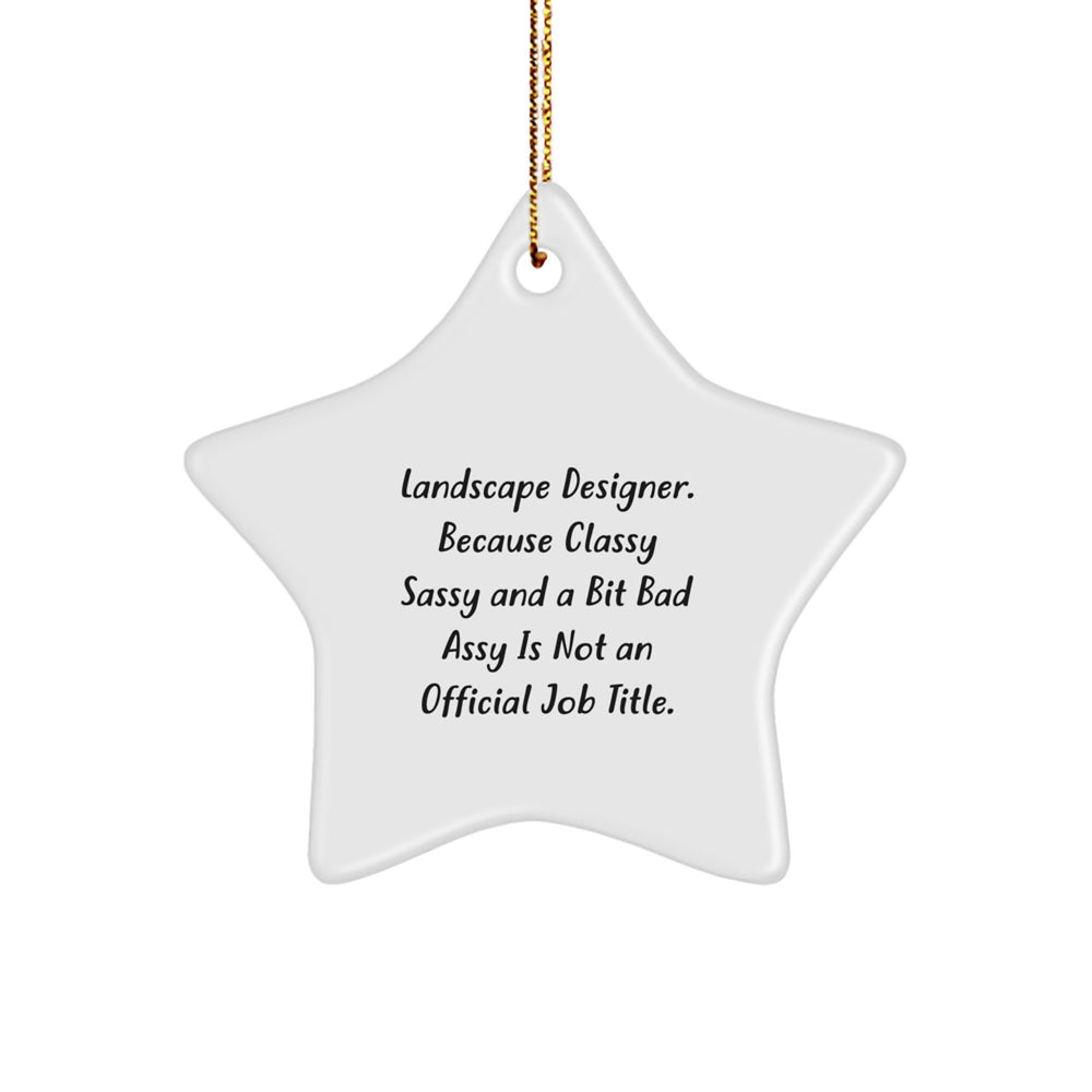 Funny Landscape Designer Gifts from Friends for Christmas, Star Ornament with Quote 'Landscape Designer. Because Classy Sassy And A Bit Fearlessy Is Not An Official Job Title.' - Image 1