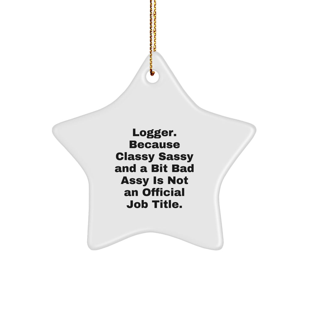 Logger Gifts from Friends, Logger Star Ornament, 'Logger. Because Classy Sassy And A Bit Fearlessy Is Not An Official Job Title. Christmas Unique Gifts for Men, Women, Family, Coworkers, Friends - Image 1