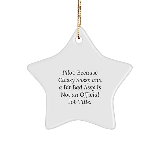 Pilot Gifts - Funny Star Ornament, 'Pilot. Because Classy Sassy And A Bit Fearlessy Is Not An Official Job Title.' - Christmas Unique Gifts from Friends and Family - Image 1