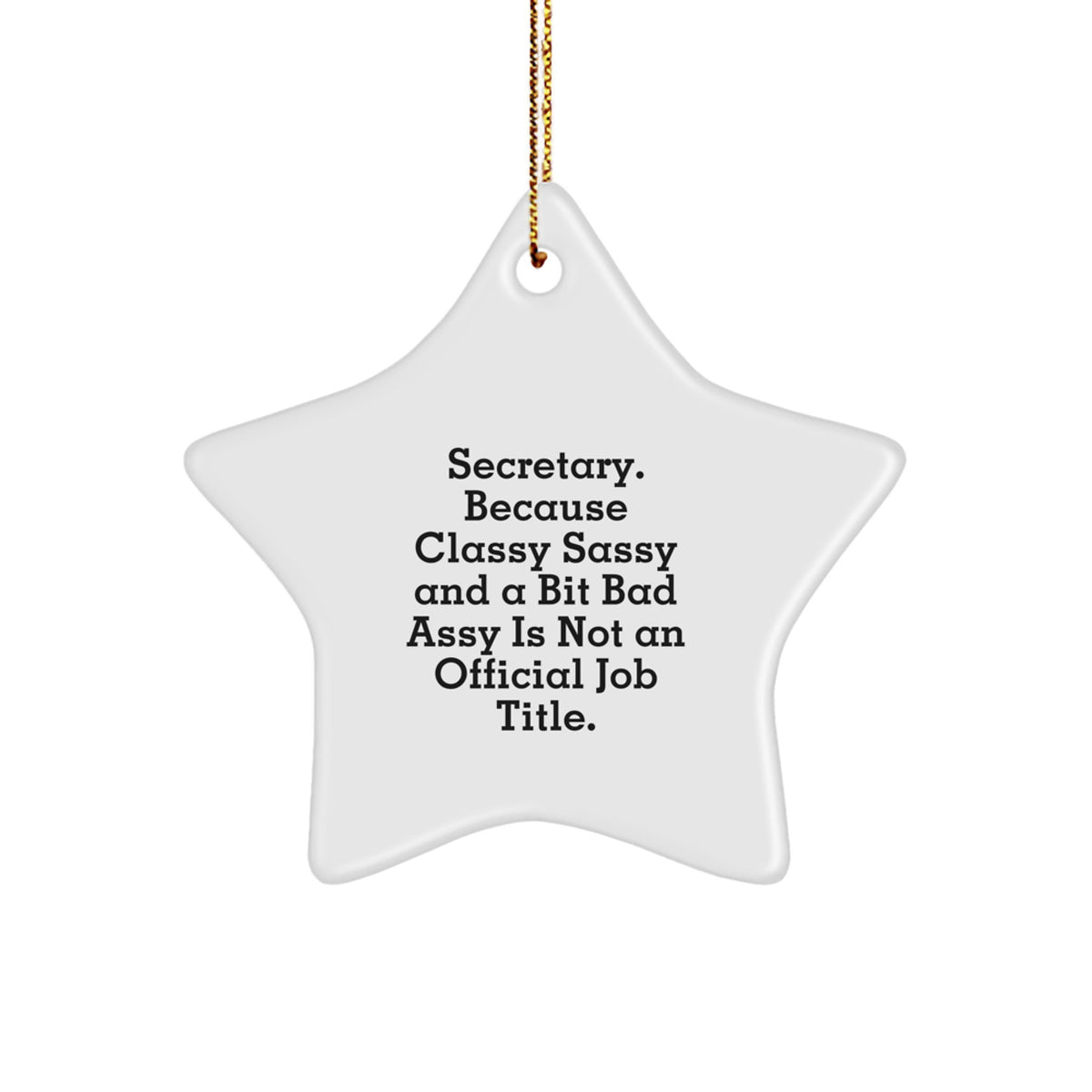Funny Secretary Gifts for Women from Friends - Star Ornament with Quote 'Secretary. Because Classy Sassy And A Bit Fearlessy Is Not An Official Job Title.' for Christmas - Image 1