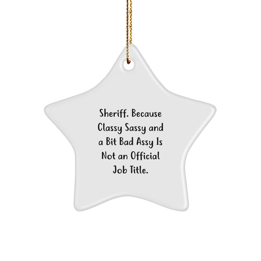 Sheriff Gifts from Women to Sheriff Men, Christmas Unique Star Ornament with Funny Quote, Not a Regular Job Title, Sheriff Star Ornament for Men, Women, Friends, Family - Image 1