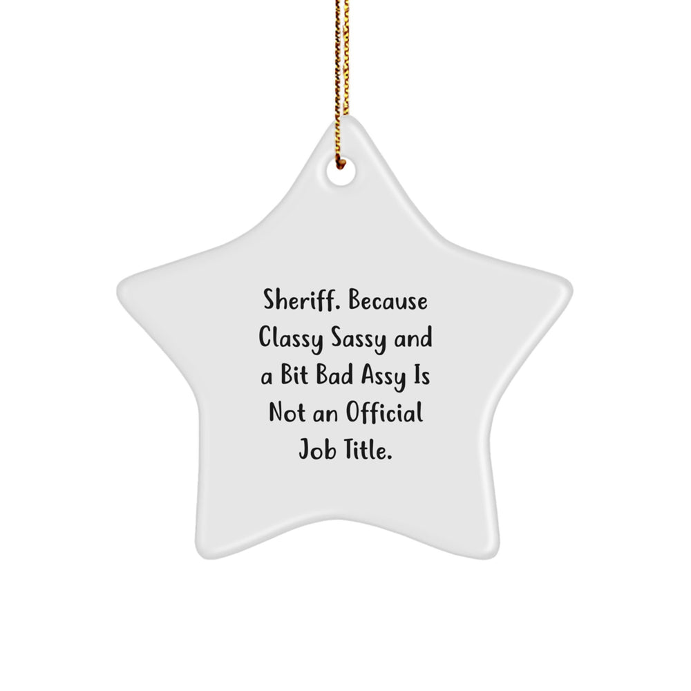 Sheriff Gifts from Women to Sheriff Men, Christmas Unique Star Ornament with Funny Quote, Not a Regular Job Title, Sheriff Star Ornament for Men, Women, Friends, Family - Image 1