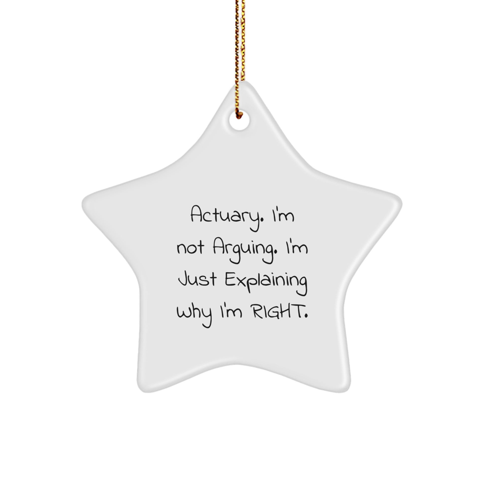 Actuary Gifts from Friends, Christmas Star Ornament Funny Quote 'I'm Not Arguing. I'm Just Explaining Why I'm Right.' for Actuary - Image 1
