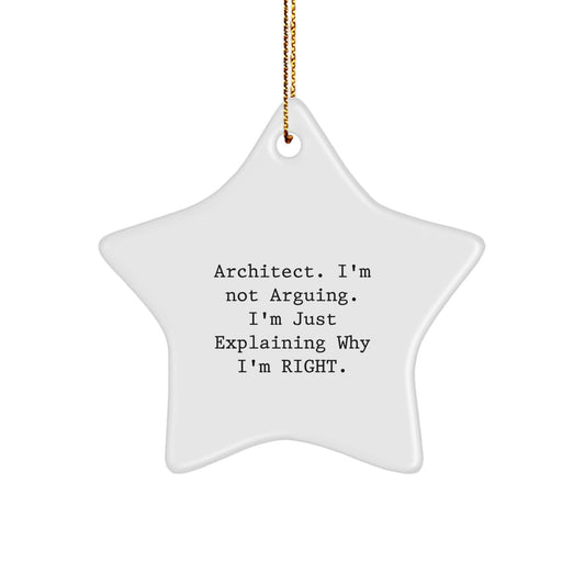 Architect Humor Star Ornament, Funny Quote Gift from Friends, Gifts for Architect, Christmas Decoration, Unique Star-Shaped Present - Image 1