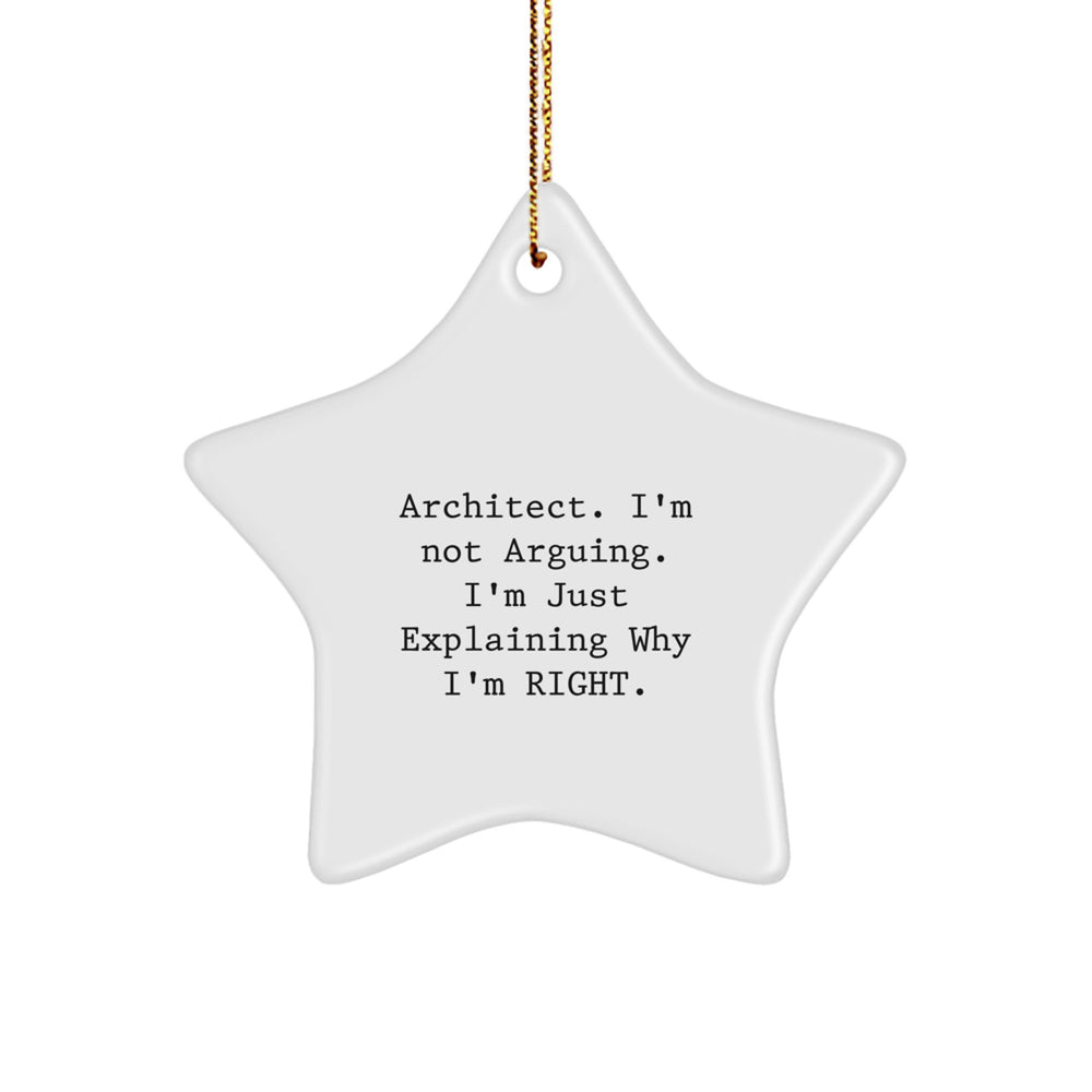 Architect Humor Star Ornament, Funny Quote Gift from Friends, Gifts for Architect, Christmas Decoration, Unique Star-Shaped Present - Image 1